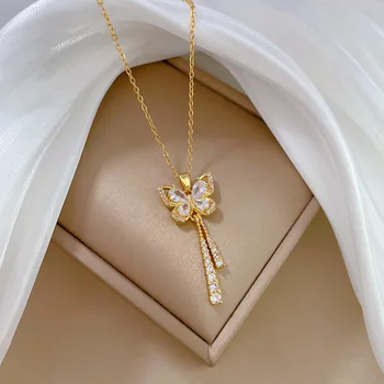 Модная и милая бабочка с кисточкой, Легкое Роскошное ожерелье с великолепным темпераментом, универсальная подвеска на ключице